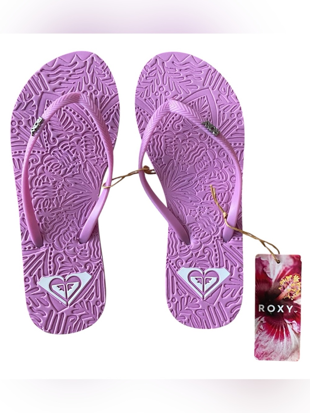Roxy Women's Pink / Lavender Textured Flip Flop Sandals